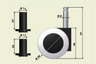 Kółko obrotowe Ø35 z trzpieniem Ø8 i tulejką - gumowane